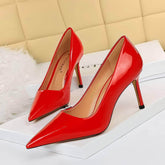 Glossy Finish Pointy Toe Pumps
